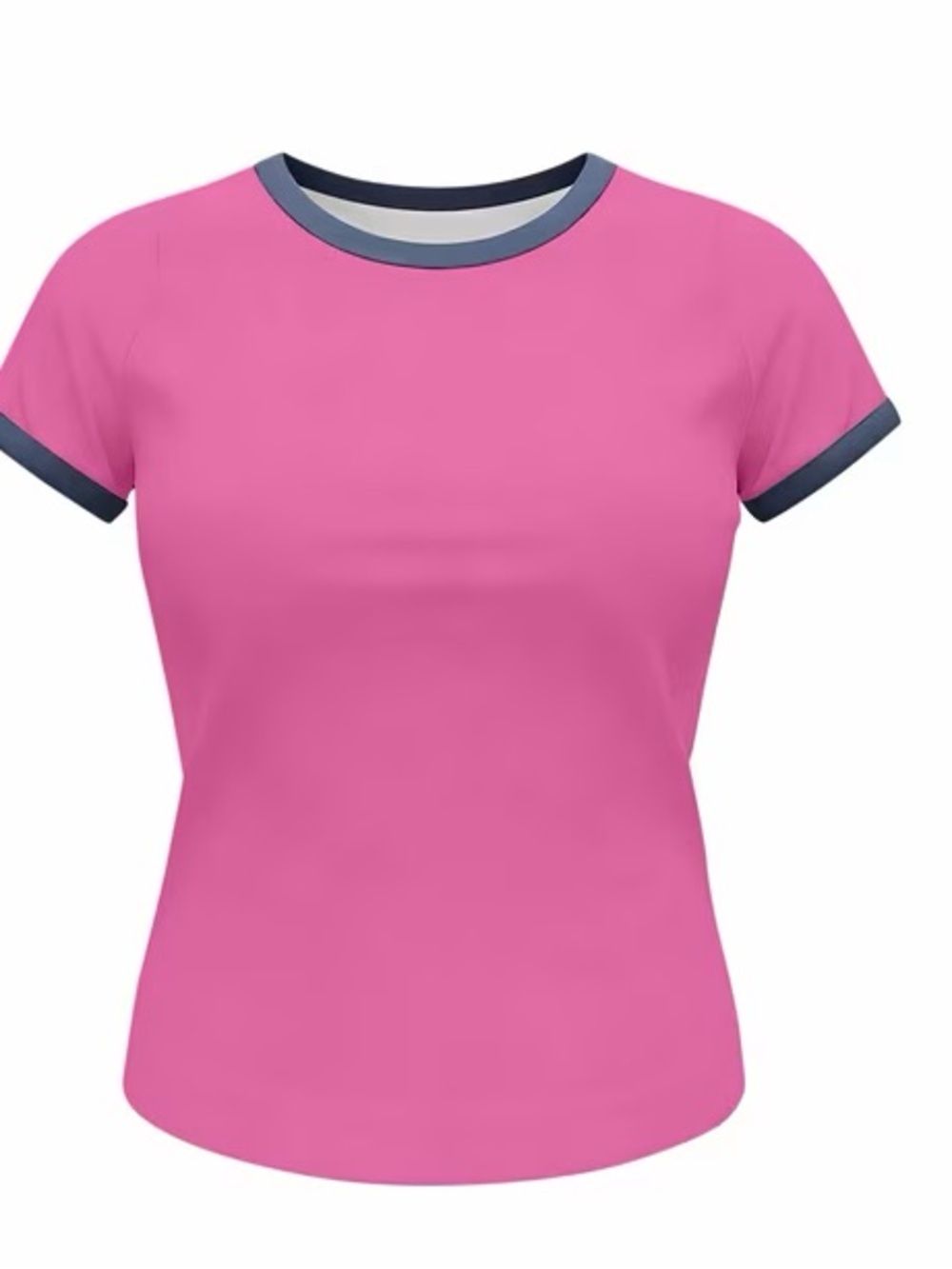 NWT SIZE XXL PIOMBO Pink Tee with Navy Contrast Trim